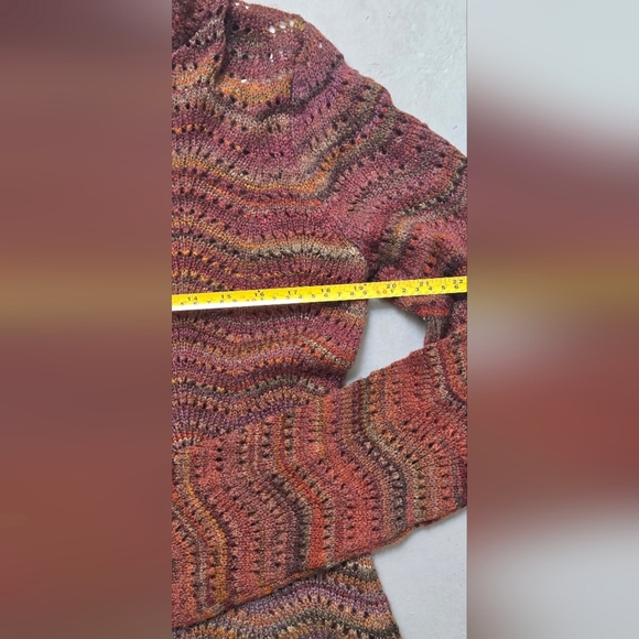 Royal Robbins Multi- Coloured Purple and Brown Crochet Knit Sz L Hooded Sweater - Picture 12 of 16